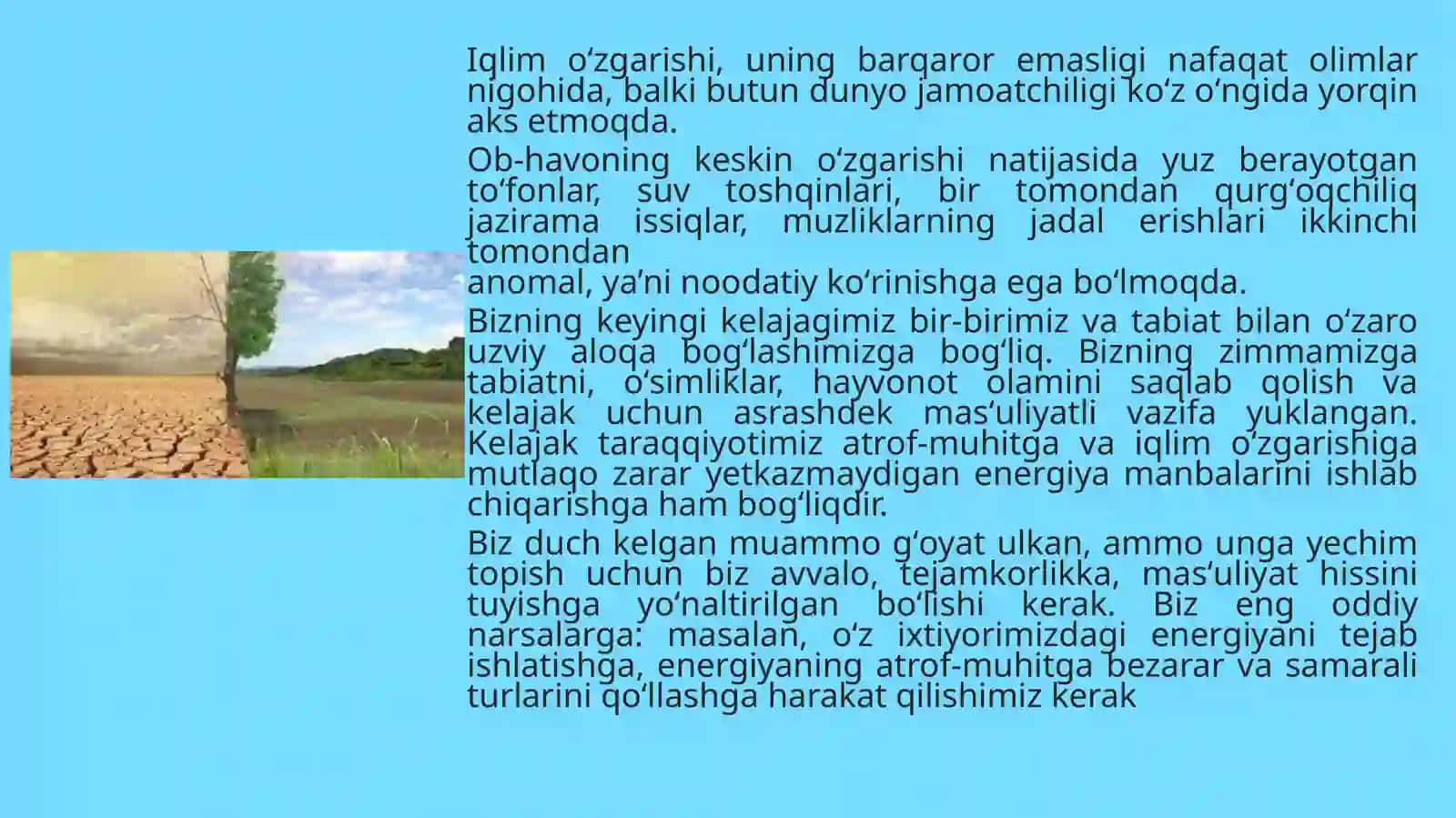 IQLIM OʻZGARISHI OQIBATIDA BIOSFERADA BIOLOGIK VA EKOLOGIK OʻZGARISHLAR 2