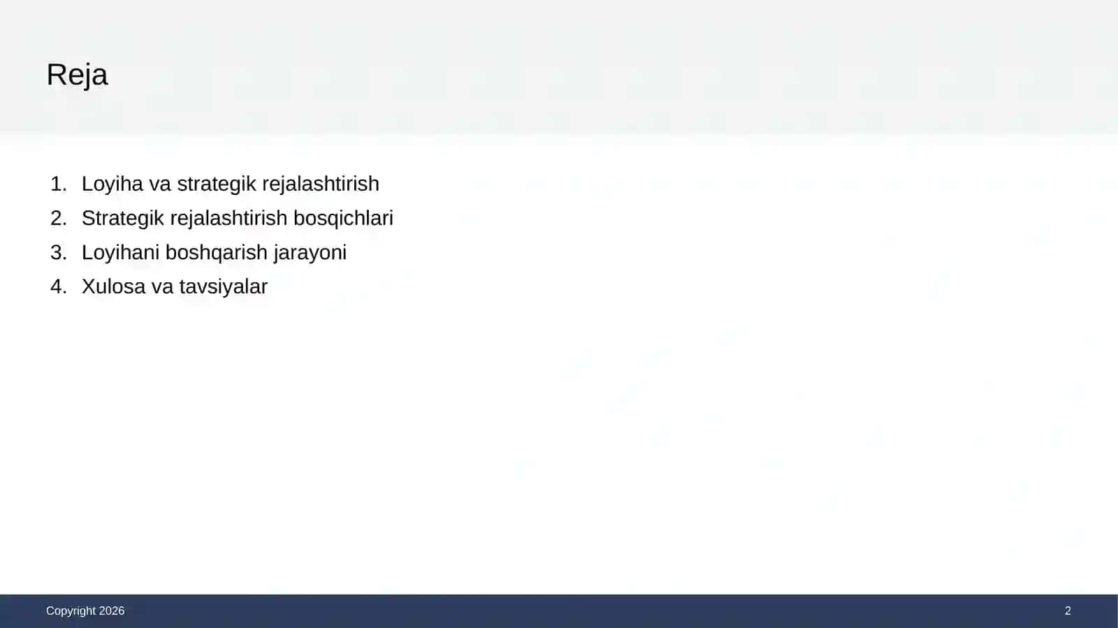 Loyiha va Strategik Rejalashtirish 2