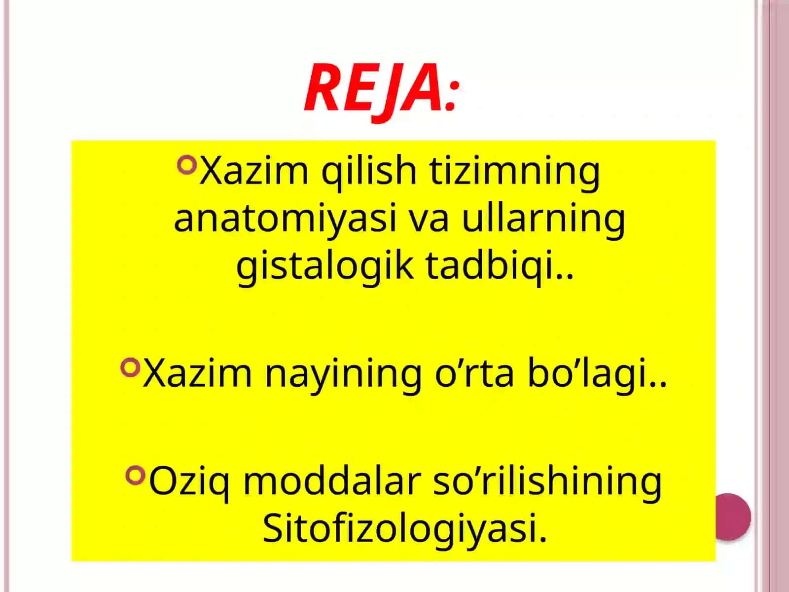 Xazimqilish tizimi anatomiyasi va oʻrtaboʻlagi 2