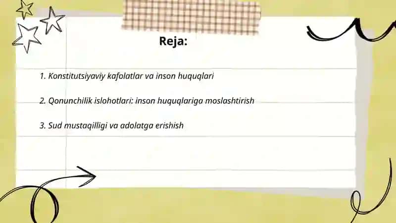 Yangi O'zbekistonda inson haq-huquqlari va erkinliklari kafolatining yaratilishi 2