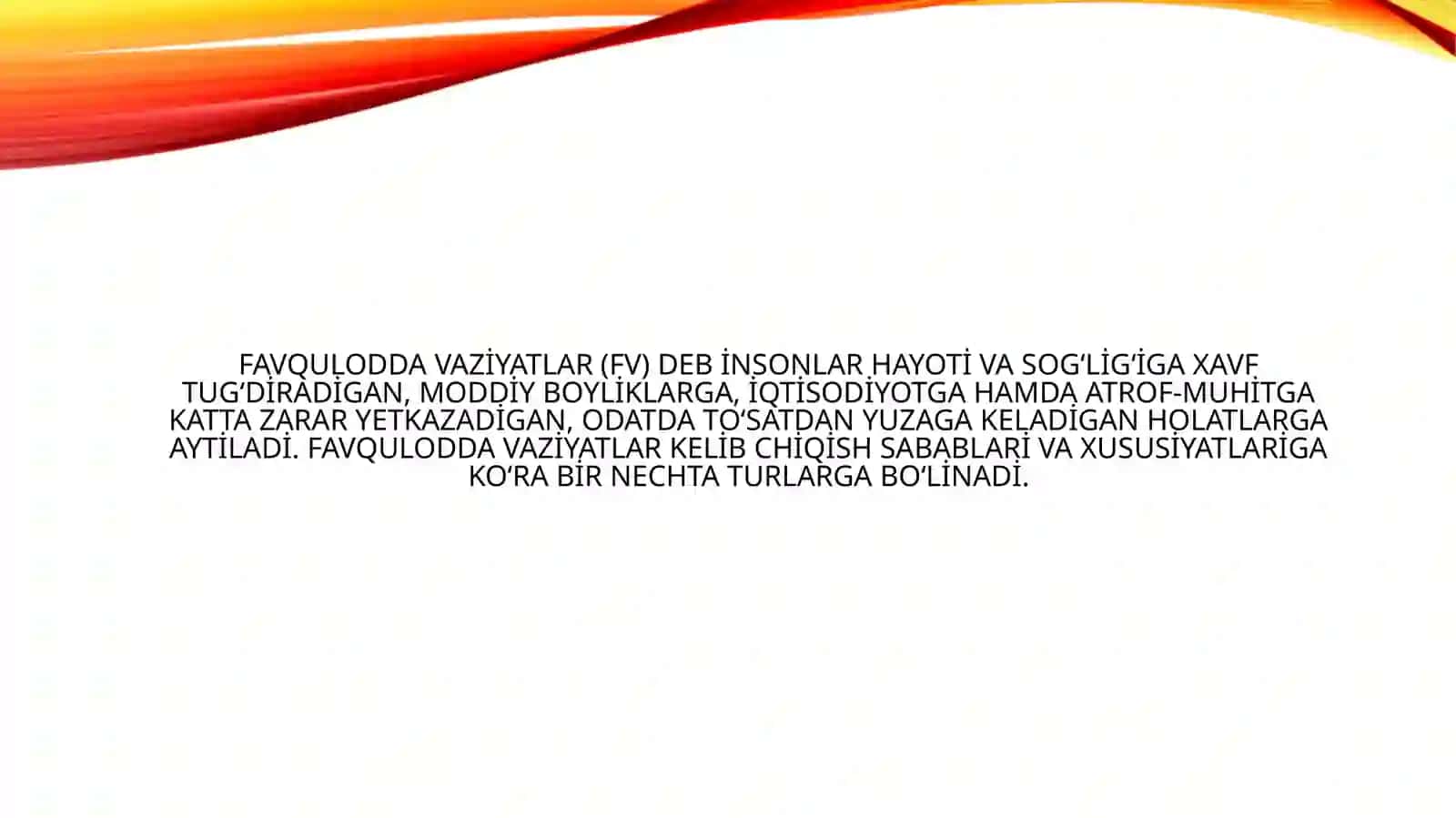 Favqulodda vaziyatlar turlari 2