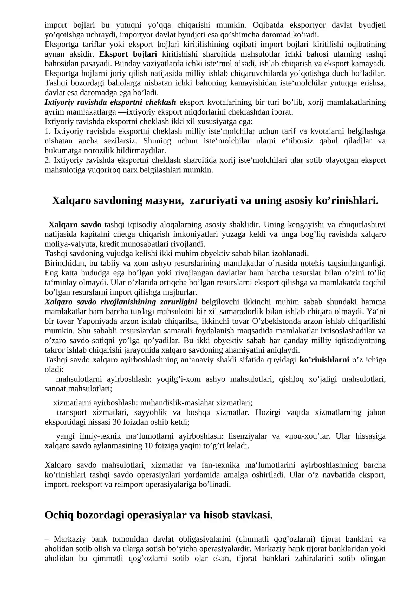 Tashqi savdo siyosatining mohiyati va vositalari 2