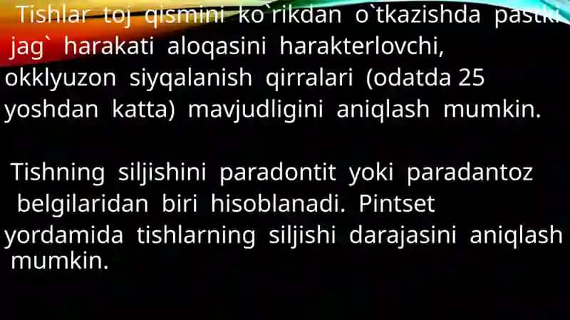 Tishlarning patologik qimirlashini tekshirish 2
