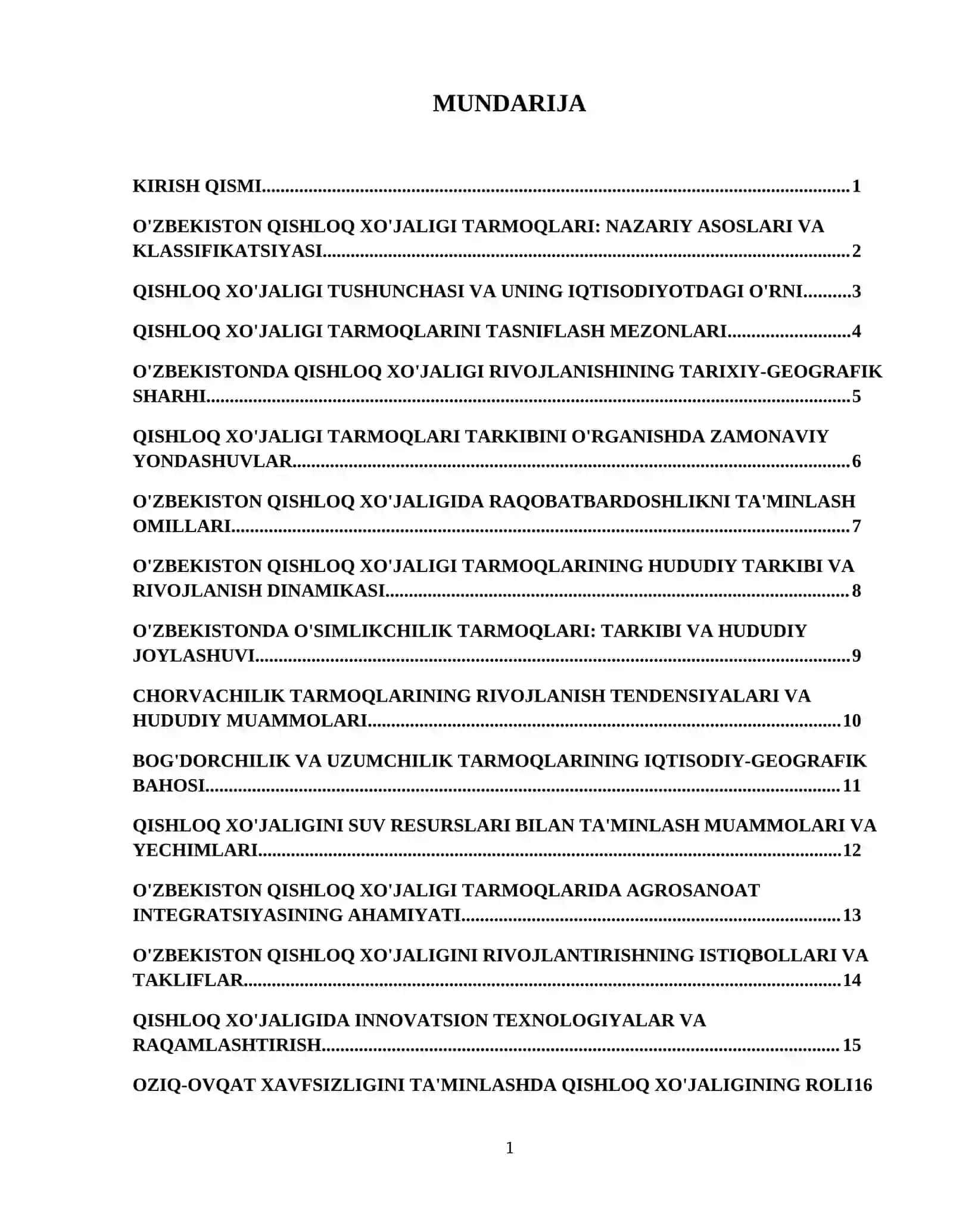 Oʻzbekiston qishloq xoʻjaligi tarmoqlari tarkibi va rivojlanish xususiyatlari 2