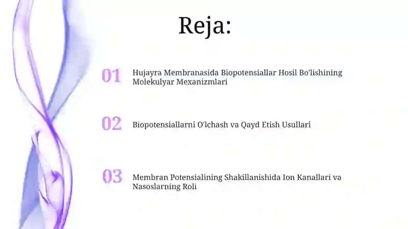 Hujayra Membranasida Biopotensiallarning Hosil Bo'lishi 2