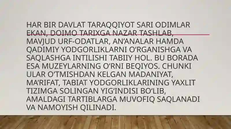 Mustaqil O'zbekiston davlat muzeyshunoslikning rivojlanishi 2