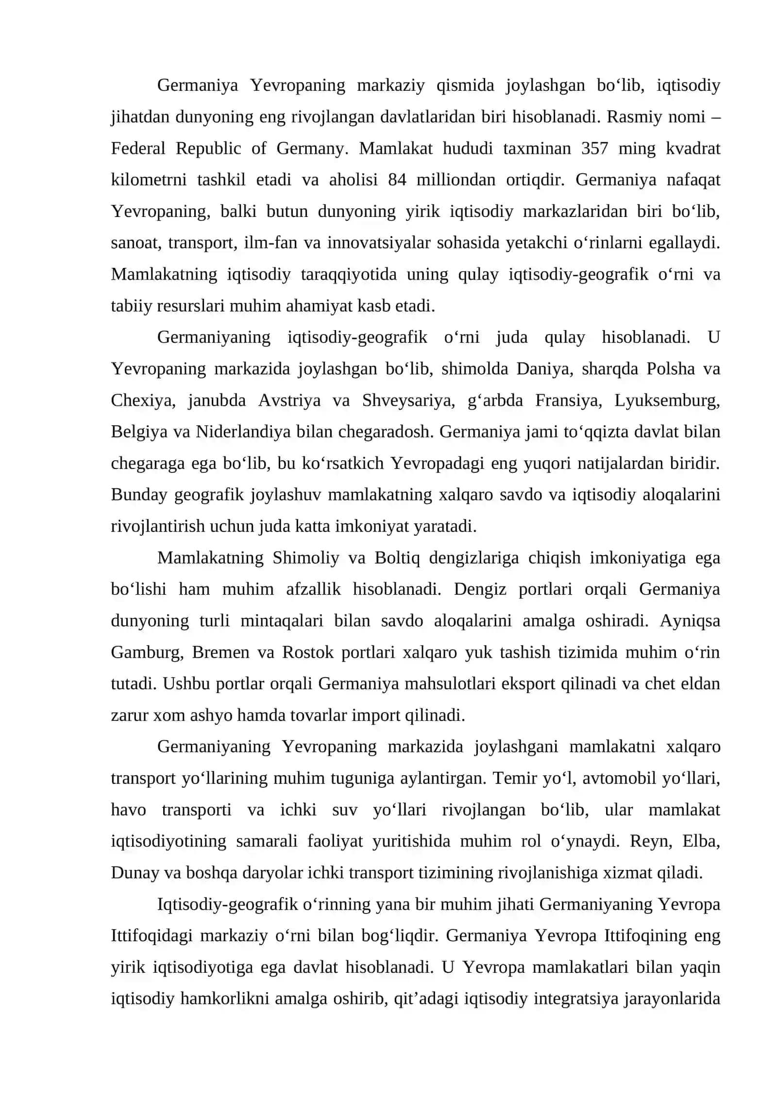 GERMANIYANING IQTISODIY GEOGRAFIK TASNIFI 2