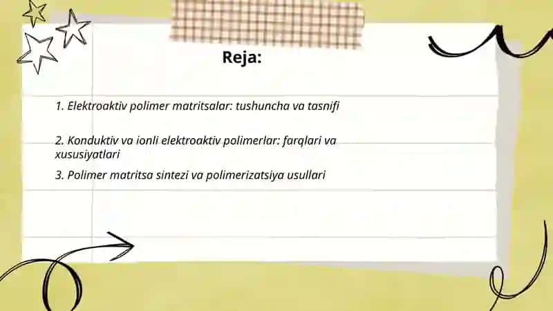 Elektroaktiv polimer matritsalar - xususiyatlari, xossalari va qo'llanish sohasi 2