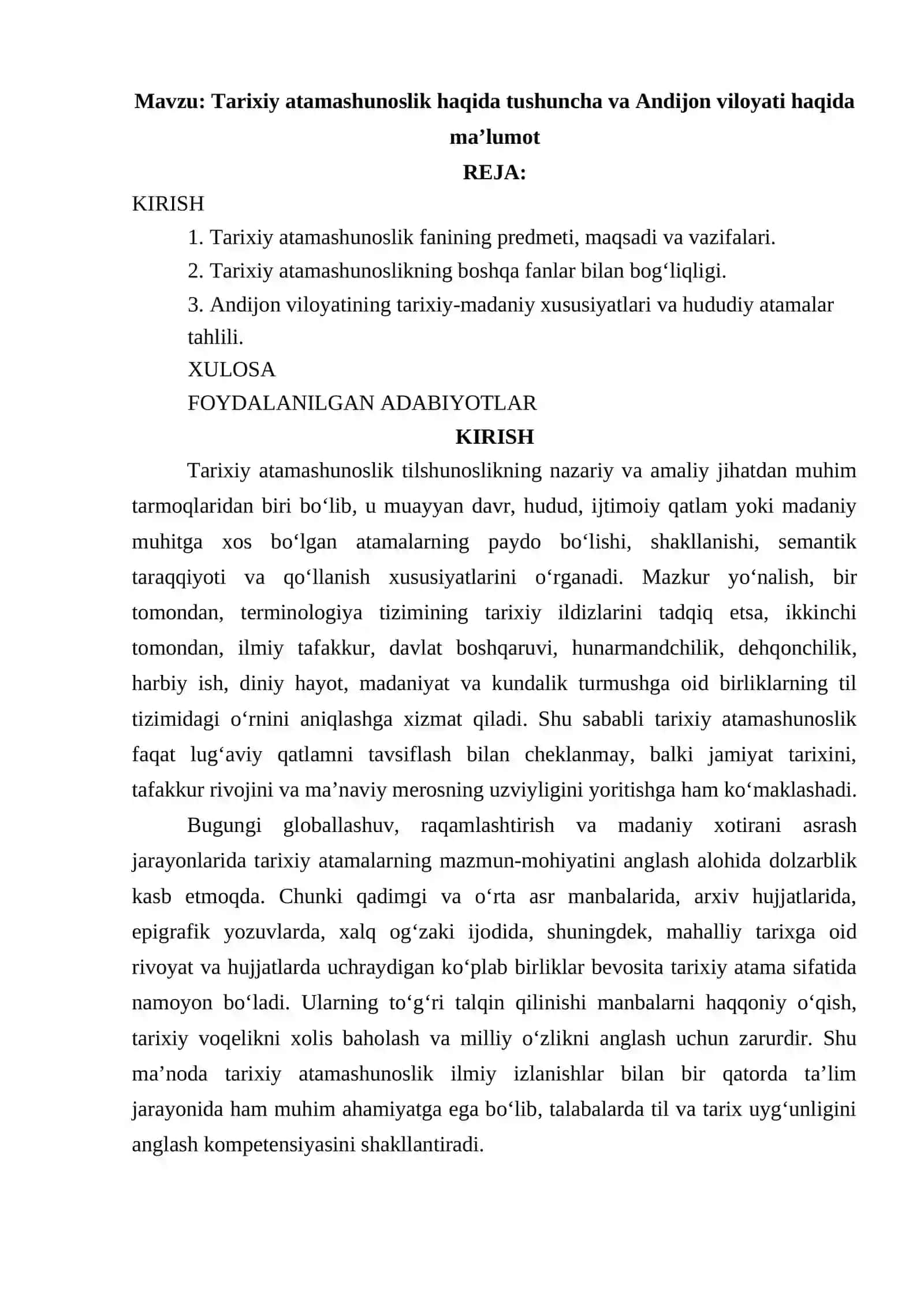 Tarixiy atamashunoslik haqida tushuncha va Andijon viloyati haqida ma’lumot 2