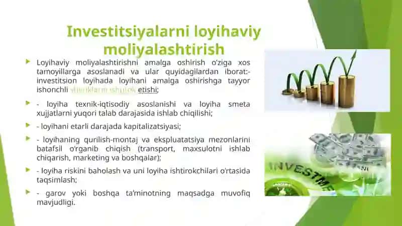 Investitsiyalarni loyihaviy moliyalashtirish 2