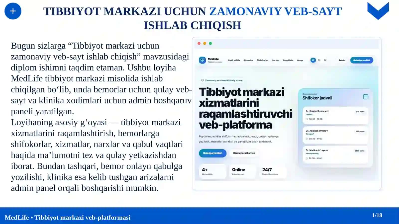Tibbiyot Markazi Uchun Zamonaviy Veb-sayt Ishlab Chiqish 2