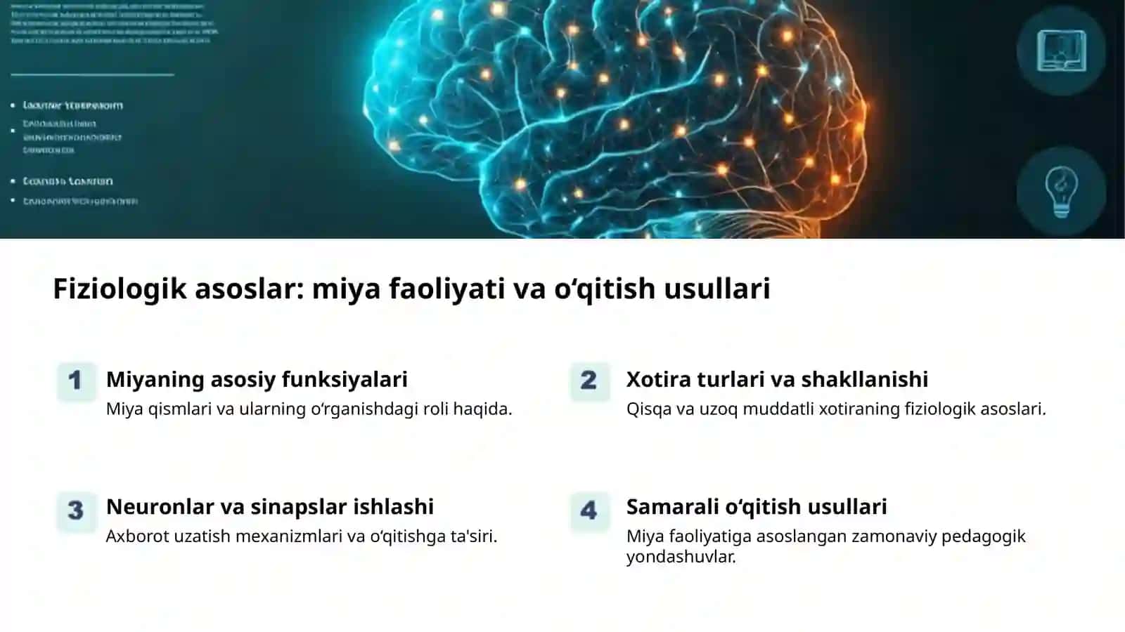 Ta'lim tamoyillari: psixologik va fiziologik asoslar 2