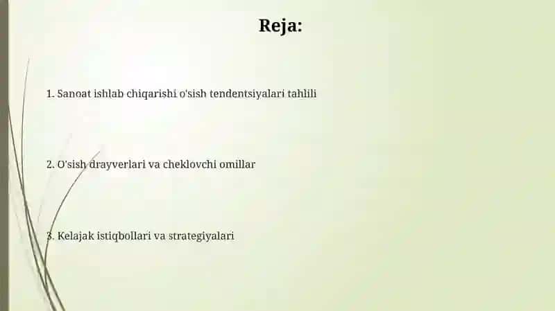 Sanoat ishlab chiqarishning oʻsish tendensiyasini tahlil qilish 2