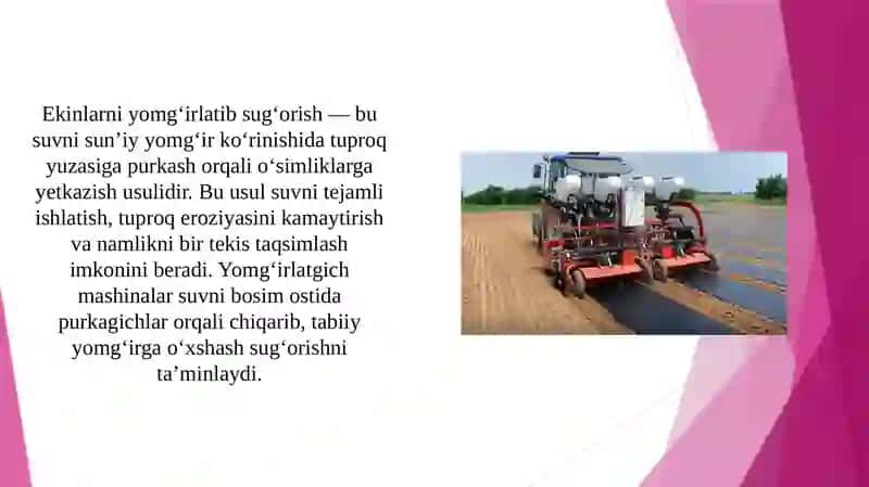 Ekinlarni yomg’irlatgich mashinalarning klassifatsiyasi 2