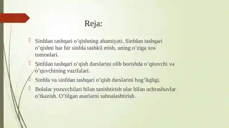 Sinfdantashqario’qish va unitashkiletish 2
