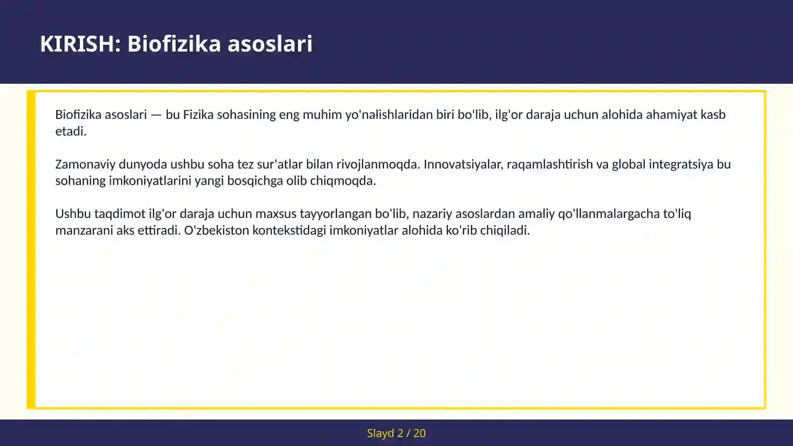 BIOFIZIKA ASOSLARI 2