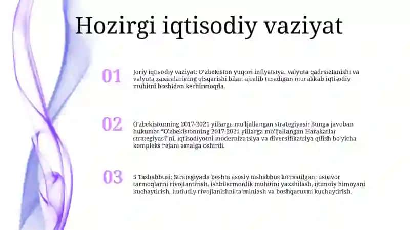 O'Zbekistonning 2017-2021 Xarakatlar Strategiyasi Va Uning 5 Tashabbusi 2