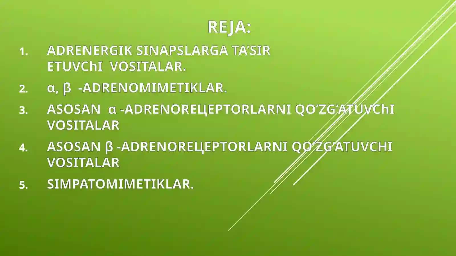 Adrenomimetiklar.  Pediatriyada adrenomimetiklarni o’ziga xos qo’llanishi 2