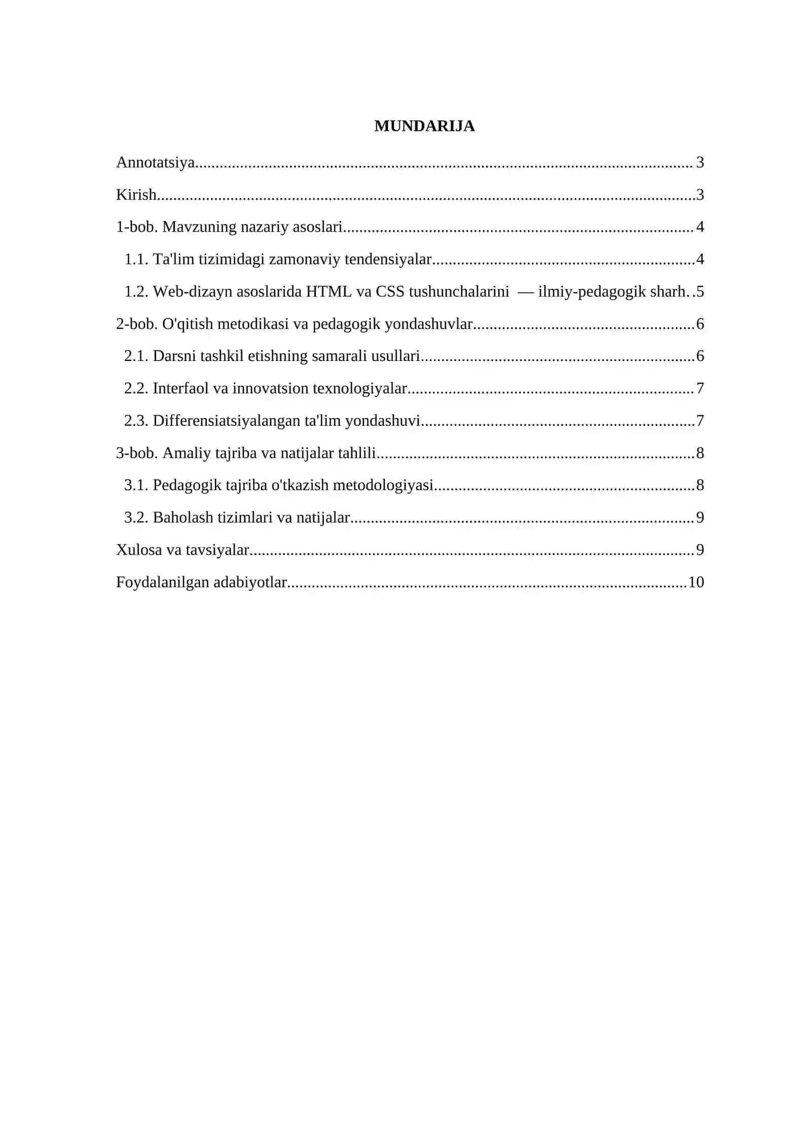 WEB-DIZAYN ASOSLARIDA HTML VA CSS TUSHUNCHALARINI O'QITISH METODIKASI 2