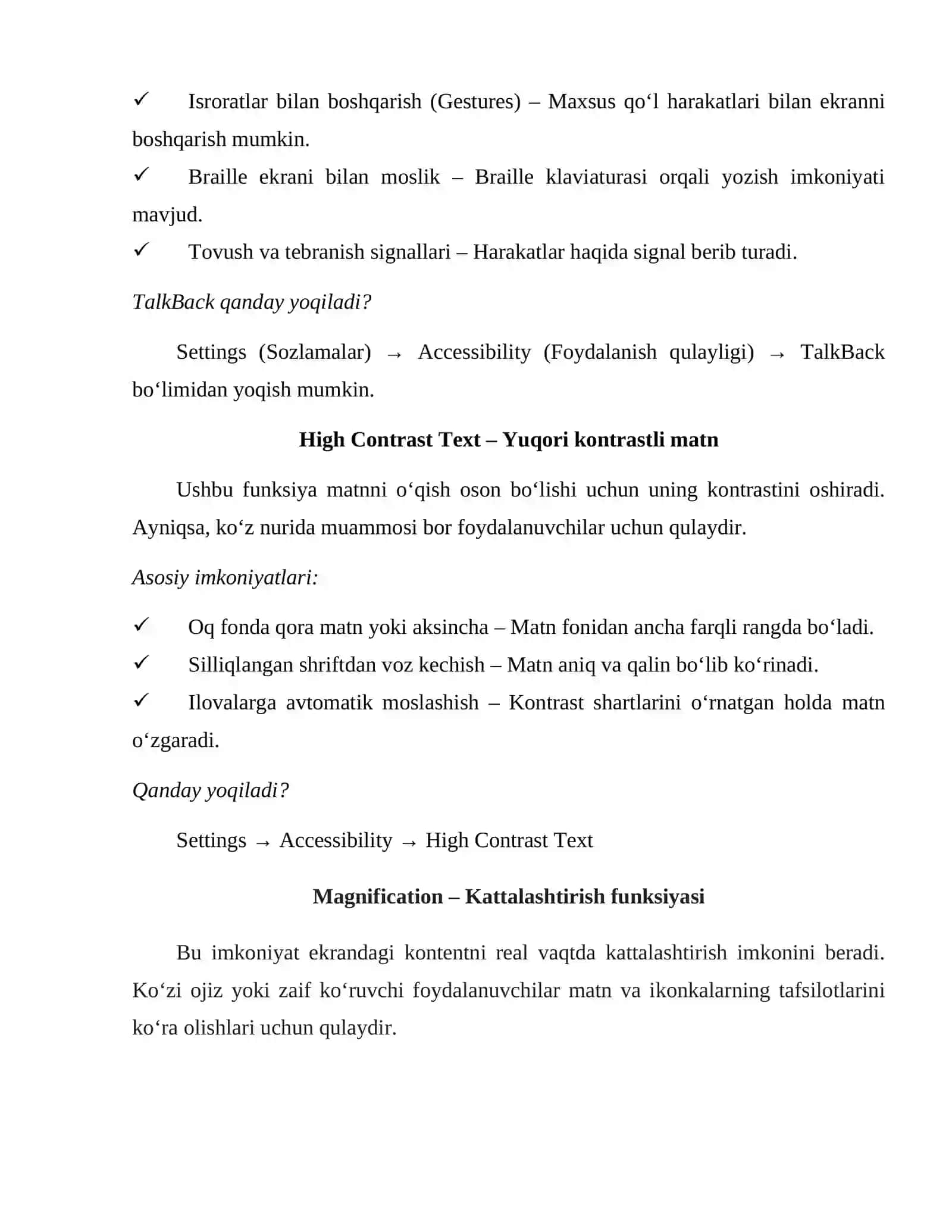 Accessibility va Android ilovalari uchun foydalanish qulayligi 2
