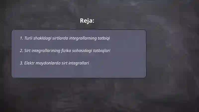Turli shakldagi sirtlarda integrallarning tatbiqi 2