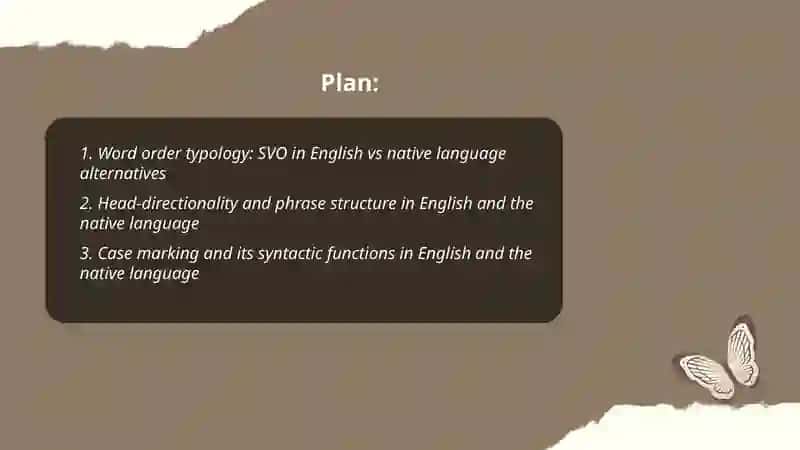 Typology of syntactic level of english and native language 2