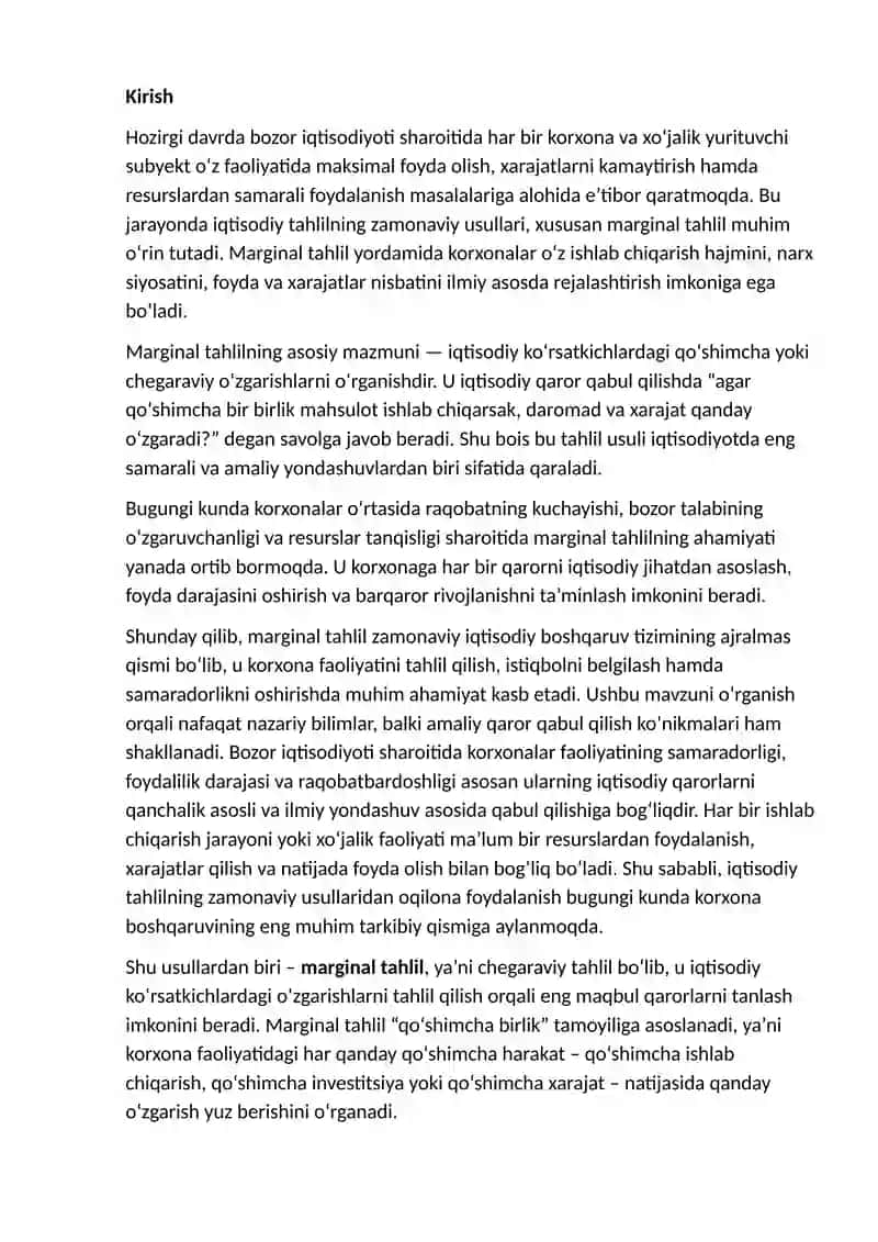 Marginal taxlil usullaridan foydalanish 2