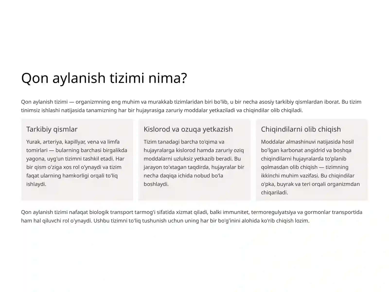 Qon aylanish tizimi: Hayot davom etishi uchun muhim mexanizm 2