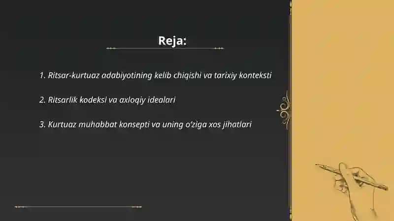 Ritsar-kurtuaz adabiyotining oʻziga xos jihatlari 2
