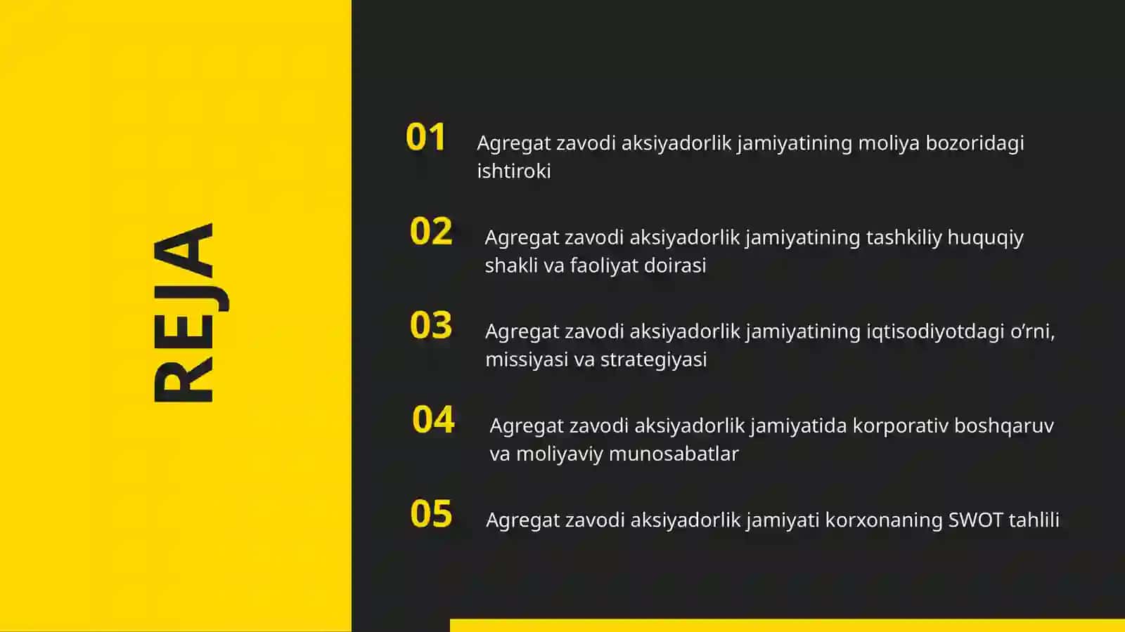 "Agregat zavodi" aksiyadorlik jamiyati. taqdimot 2