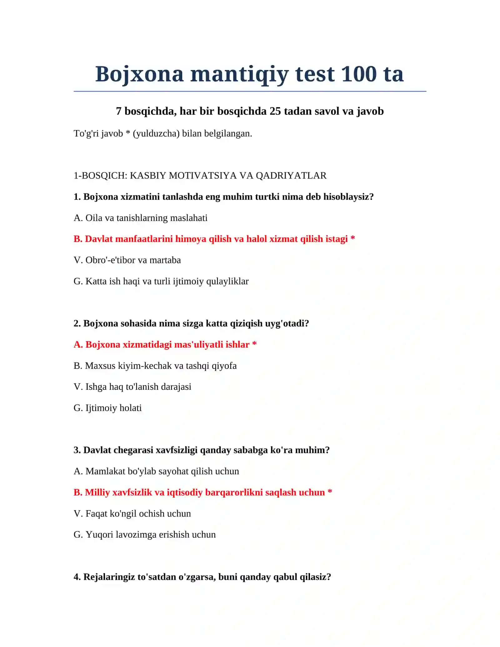 Bojxona mantiqiy test 100 ta 2