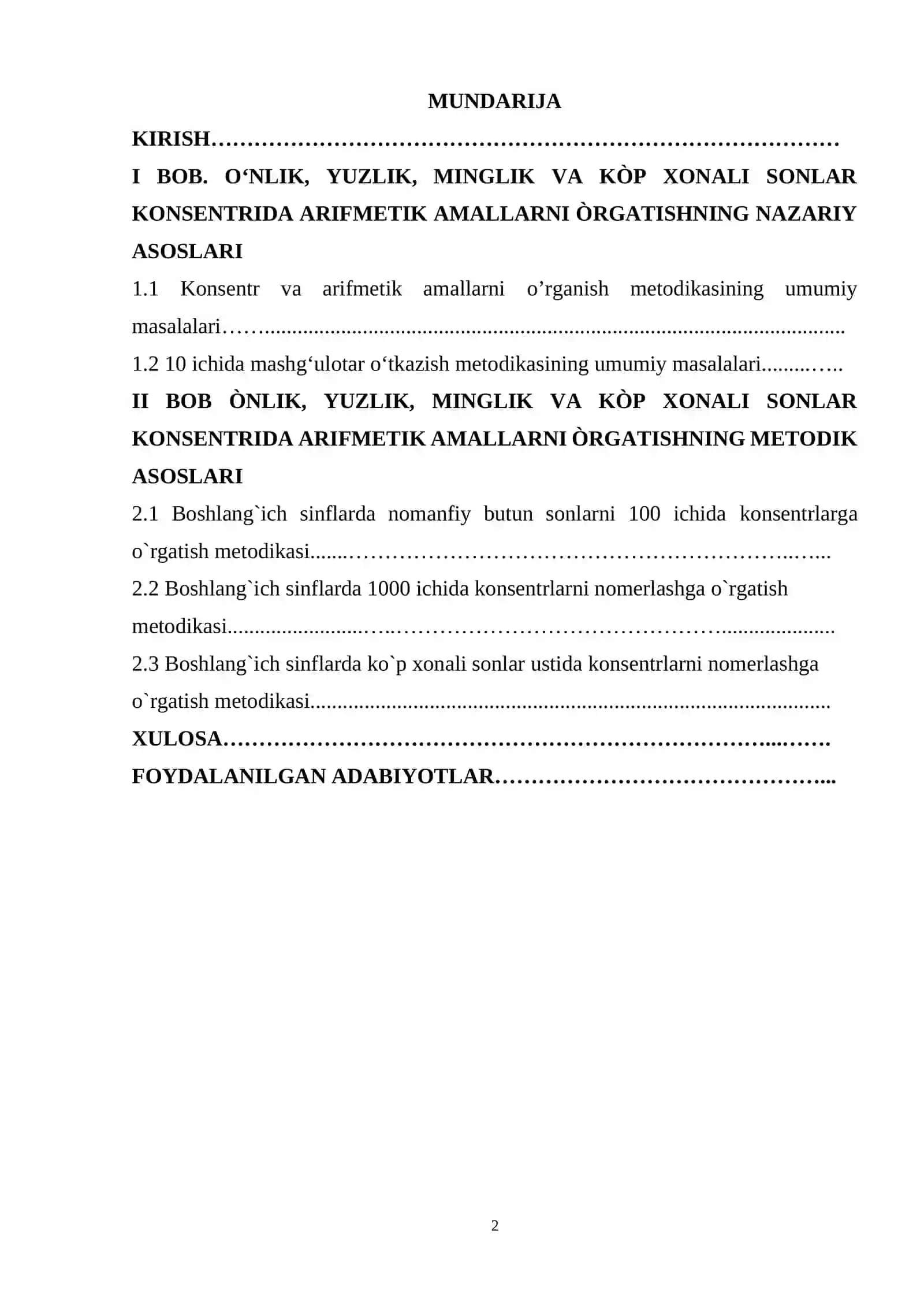 BOSHLANG‘ICH SINFLARDA 10, 100, 1000 VA KO‘P XONALI SONLAR USTIDA NOMANFIY BUTUN SONLARNI NOMERLASHGA O‘RGATISH METODIKASI 2