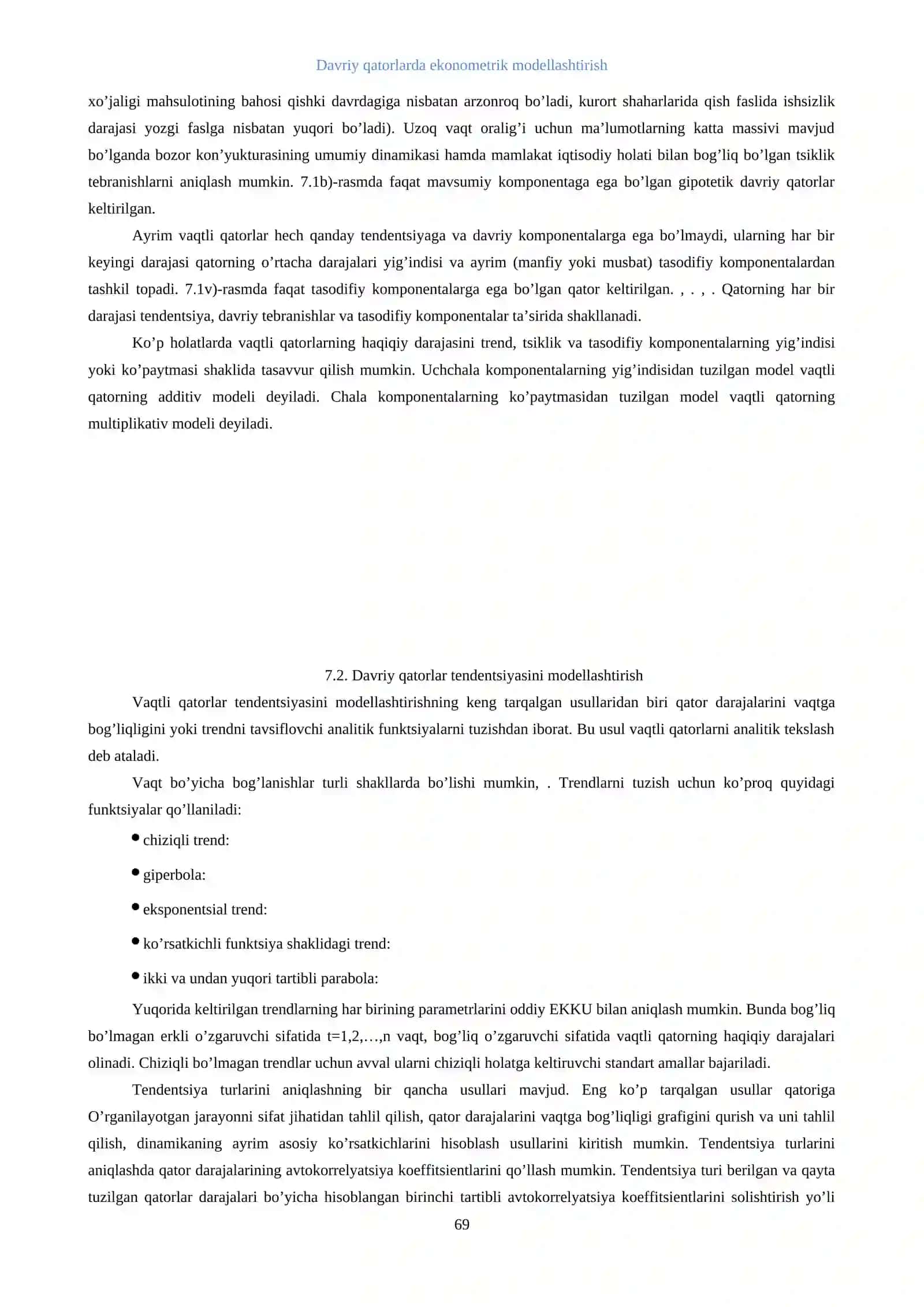 Davriy qatorlarda ekonometrik modellashtirish 2