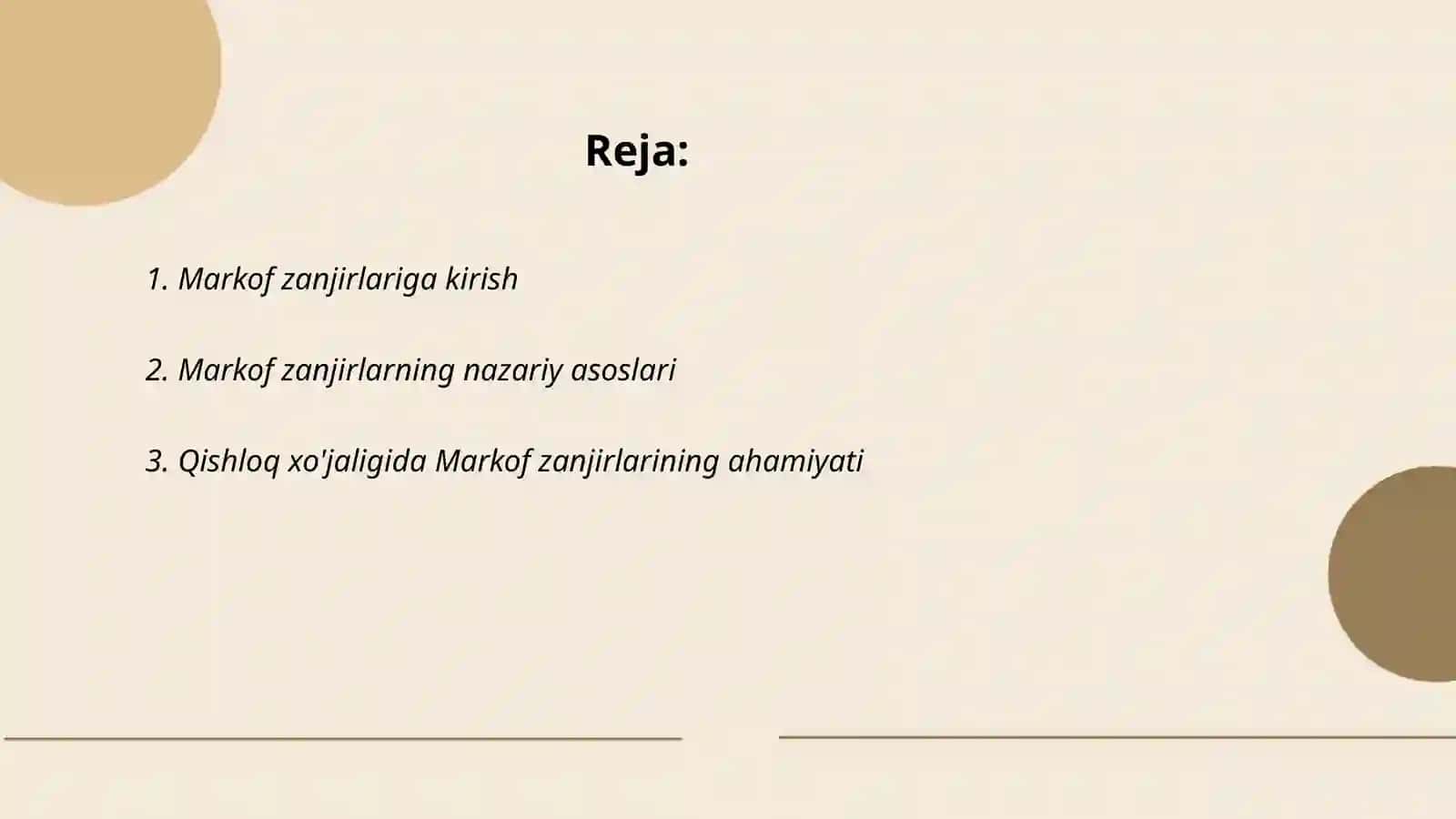 Markof zanjiri va uni qishloq xojaligidagi masalalarini yechishga qoʻllanilishi 2