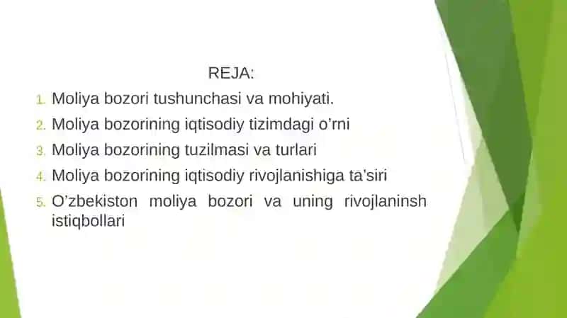 Moliya Bozorining Iqtisodiyotdagi Ro’li 2