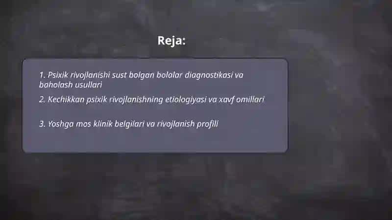 Psixik rivojlanishi sust bolgan bolalar psixologiyasi 2