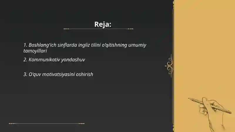 Boshlang'ich sinflarda ingliz tilini o'qitish tamoyillari 2