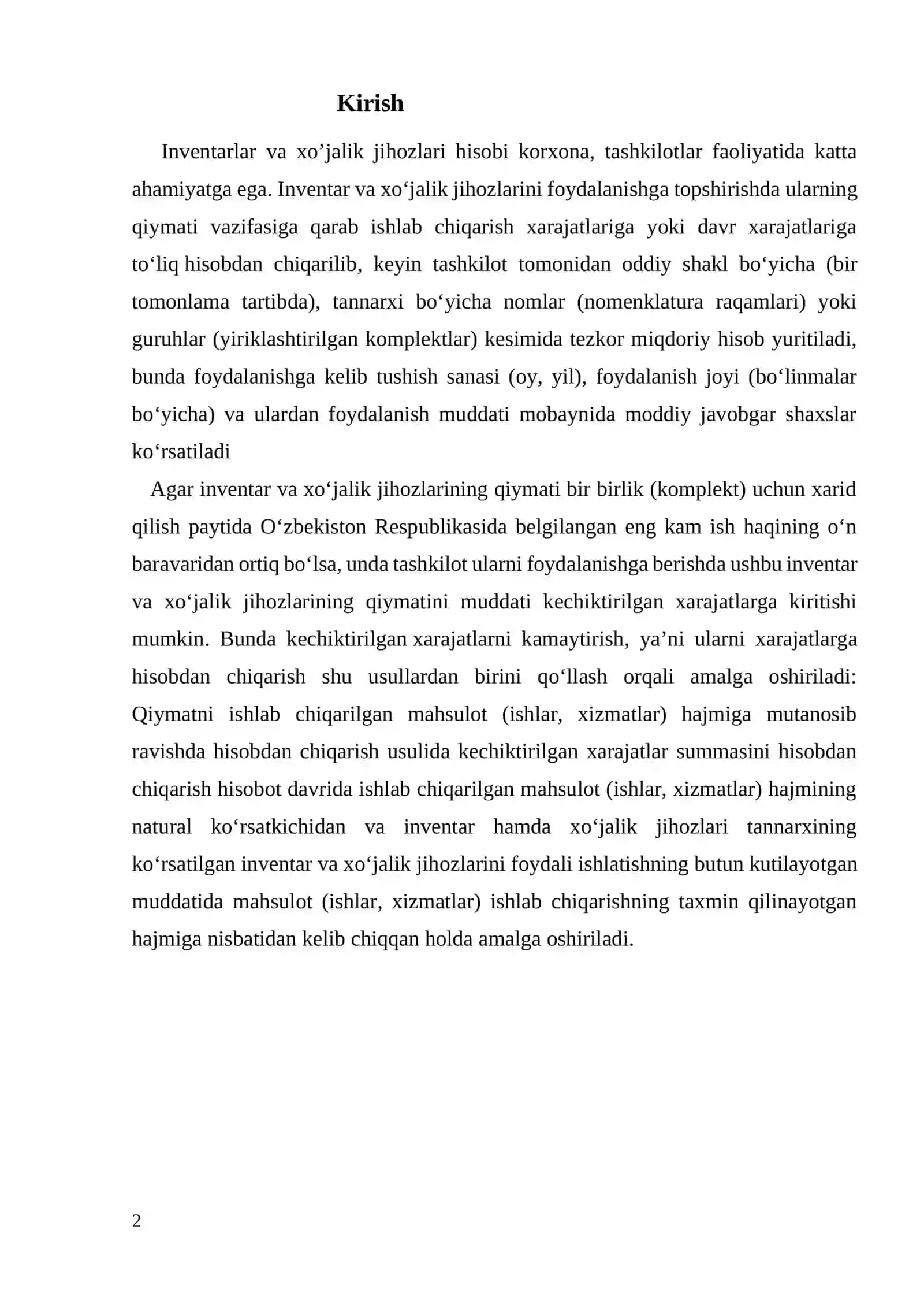 MA’SULYATI CHEKLANGAN JAMIYATLARDA  INVENTAR VA XO’JALIK JIHOZLARI HISOBI 2