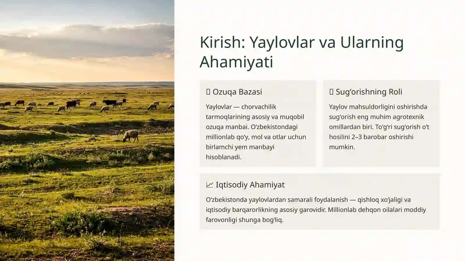 Yaylovlarda Sugʻorish Usullari va Texnikalari 2