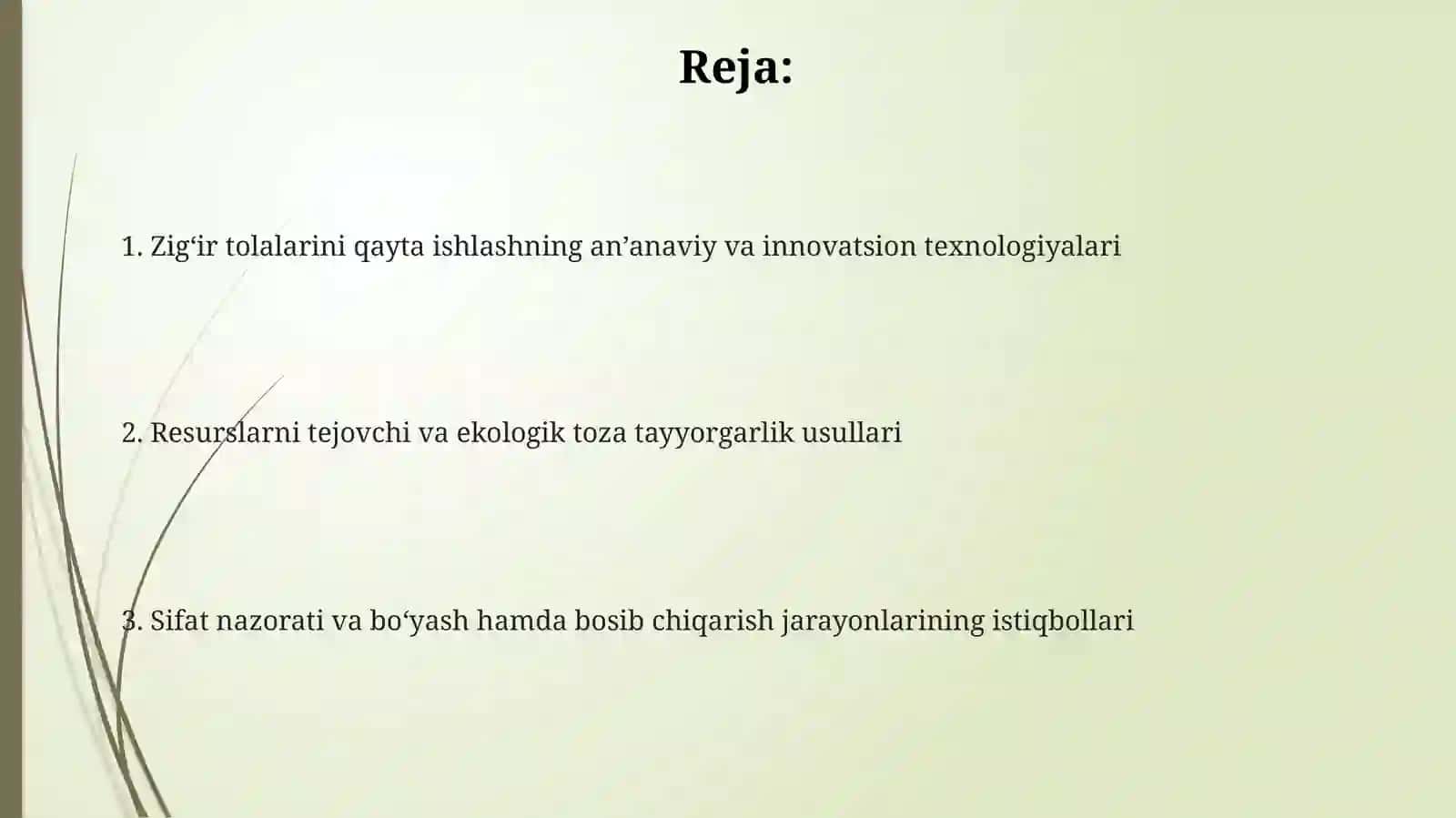 Zigir tolali matolarni boʻyash va gul bosishga tayyorlashning zamonaviy texnologiyalari 2