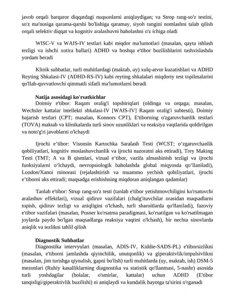 Diqqatni diagnostika qilish metodlari 2