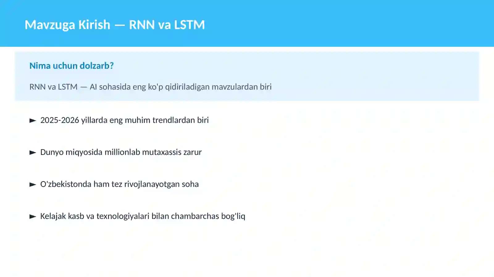 AI | DEEP LEARNING VA NEYRON TARMOQLAR 2