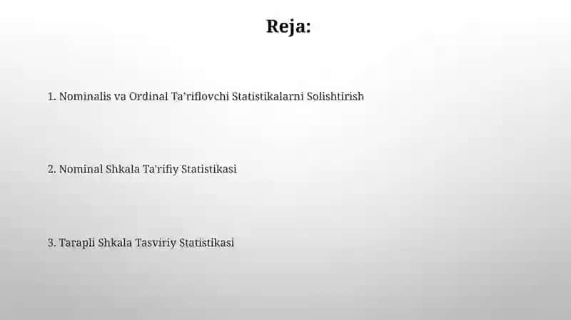 Nominal va tartiblovchi shkalalar uchun tavsiflovchi statistika 2