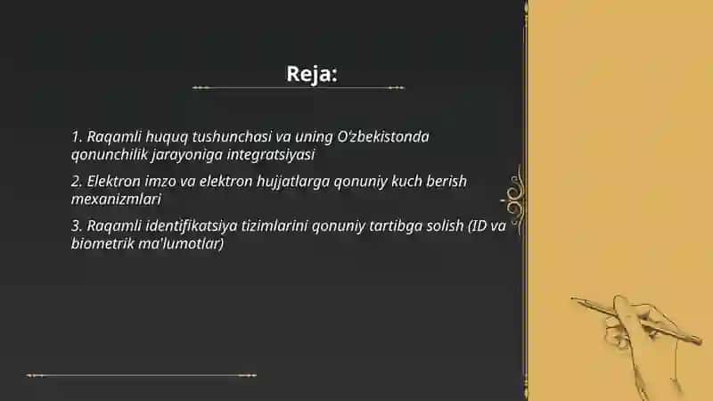 O‘ZBEKISTON RESPUBLIKASIDA HUQUQ IJODKORLIGIDA “RAQAMLI HUQUQ”NI QO‘LLASH MASALALARI 2