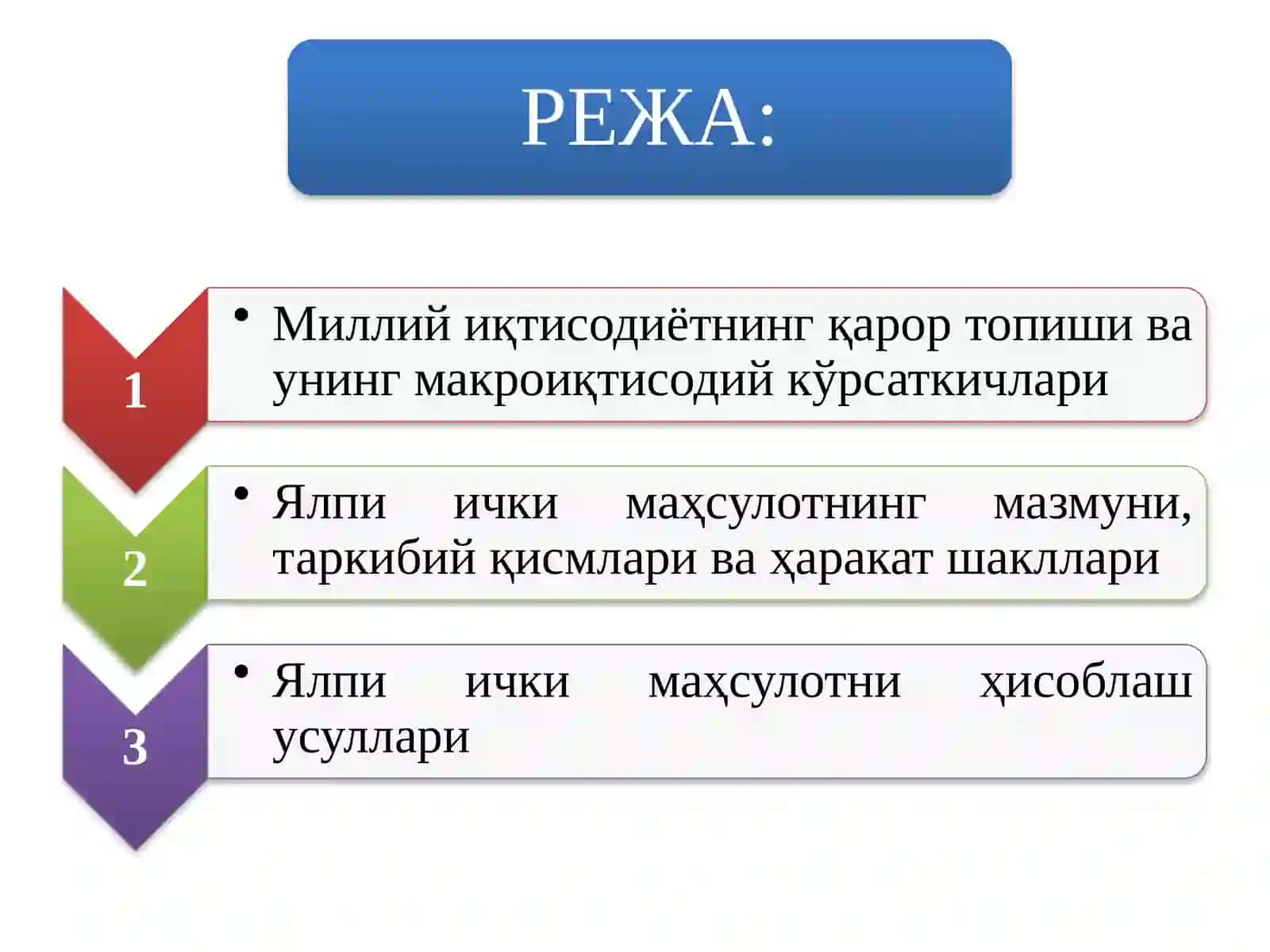 Миллийиқтисодиётнинг қарор топишиваунингмакроиқтисодий кўрсаткичлари 2