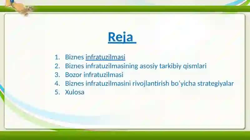 Biznes infratuzilmasi Taqdimot 2