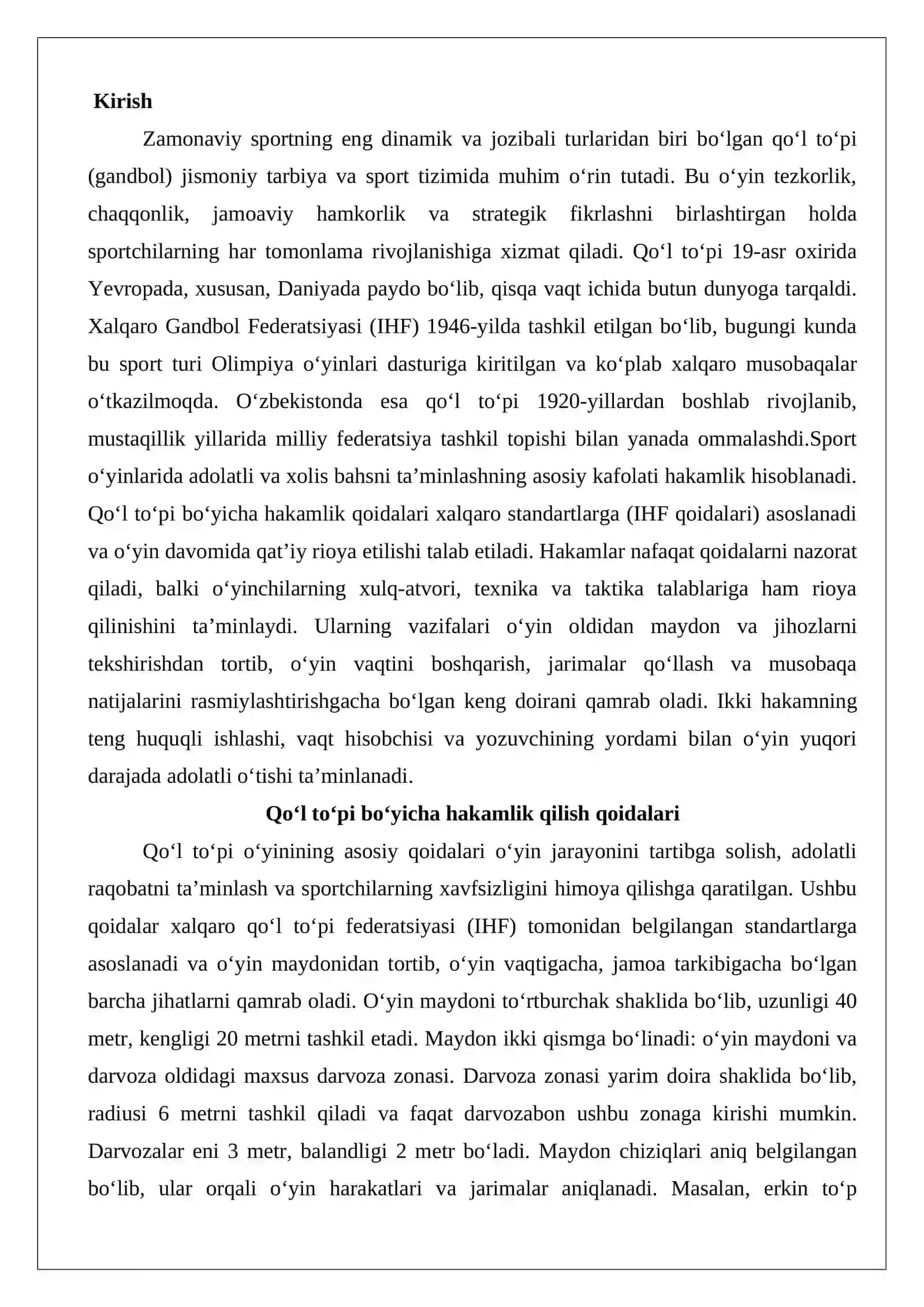 Qo‘l to‘pi bo‘yicha hakamlik qilish qoidalari, hakamlarning vazifalari, musobaqalar 2