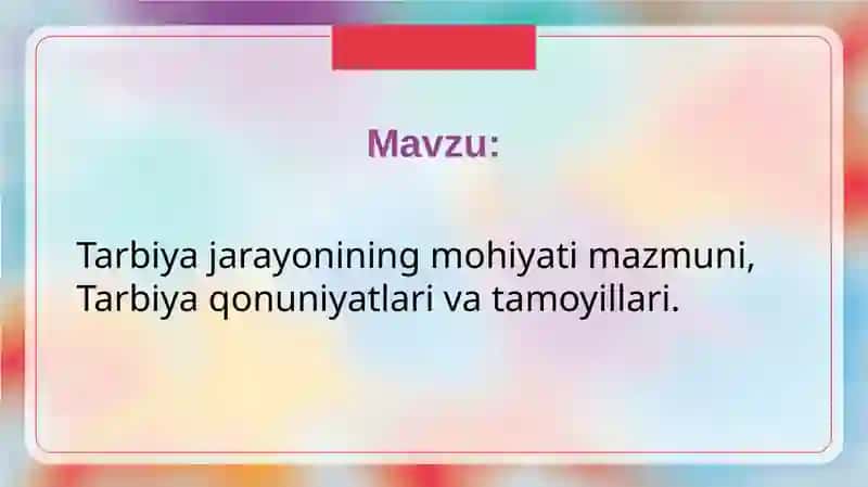 Umarova Shahzodaning umumi yedagogika fanidan tayyorlagan prezentatsiya 2