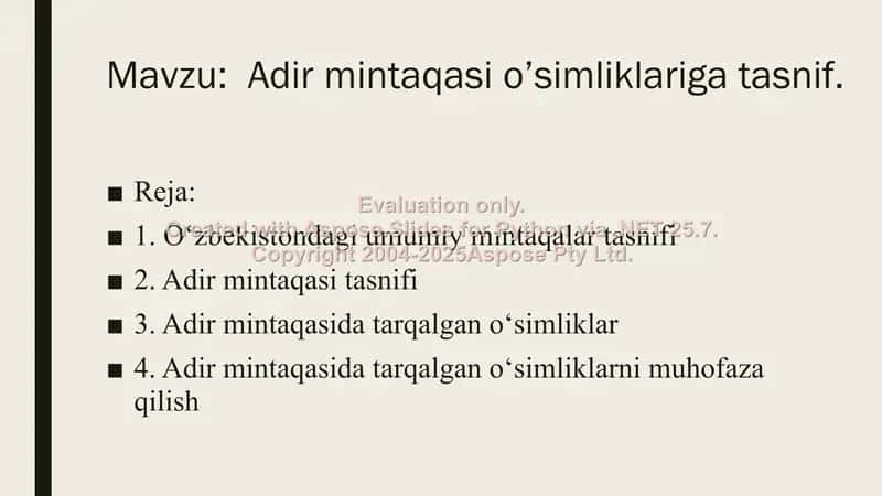 Adir mintaqasi o’simliklariga tasnif 2