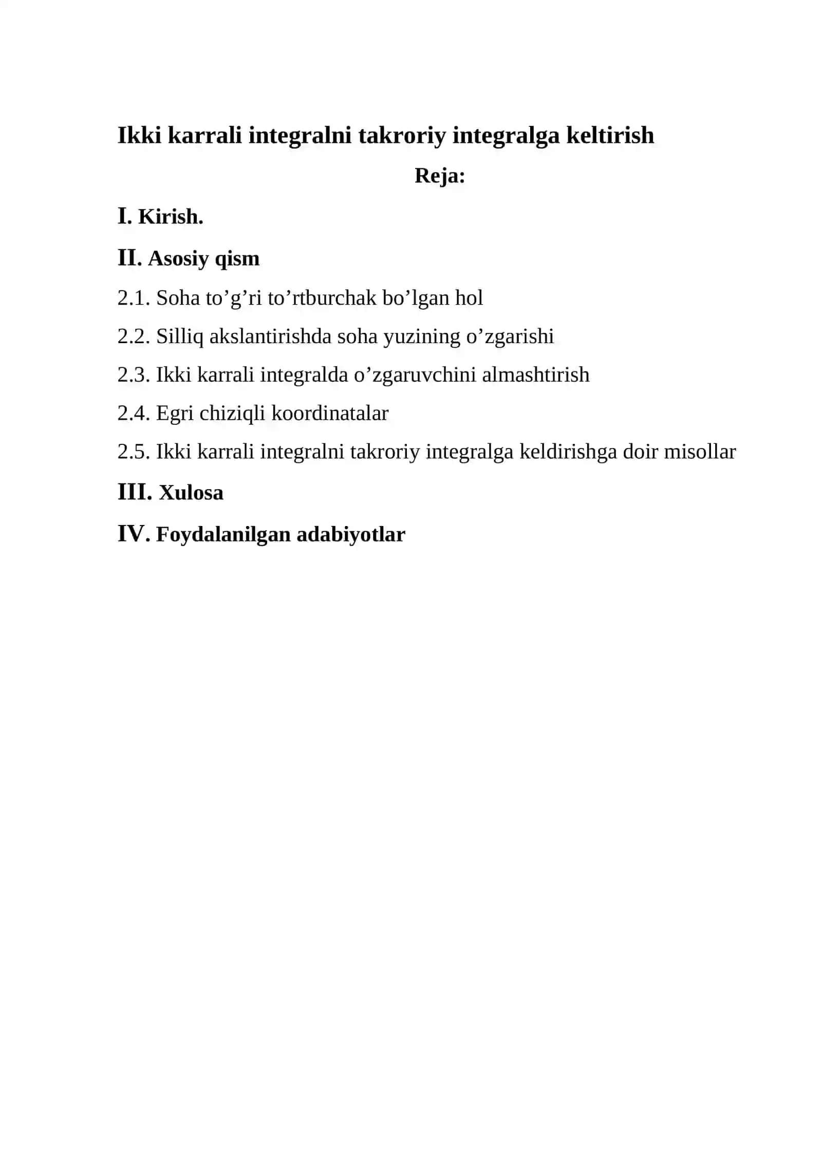 Ikki karrali integralni takroriy integralga keltirish 2